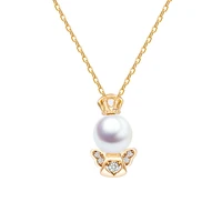 new fashion 18k rose gold plated imitation pearl angel geometric chain necklace clavicle for women fashion birthday jewelry gift