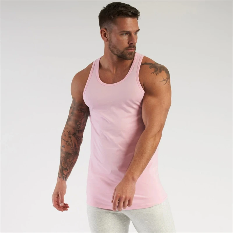 

Summer new casual men's vest cotton solid color gym jogger running workout sportswear fashion bodybuilding top