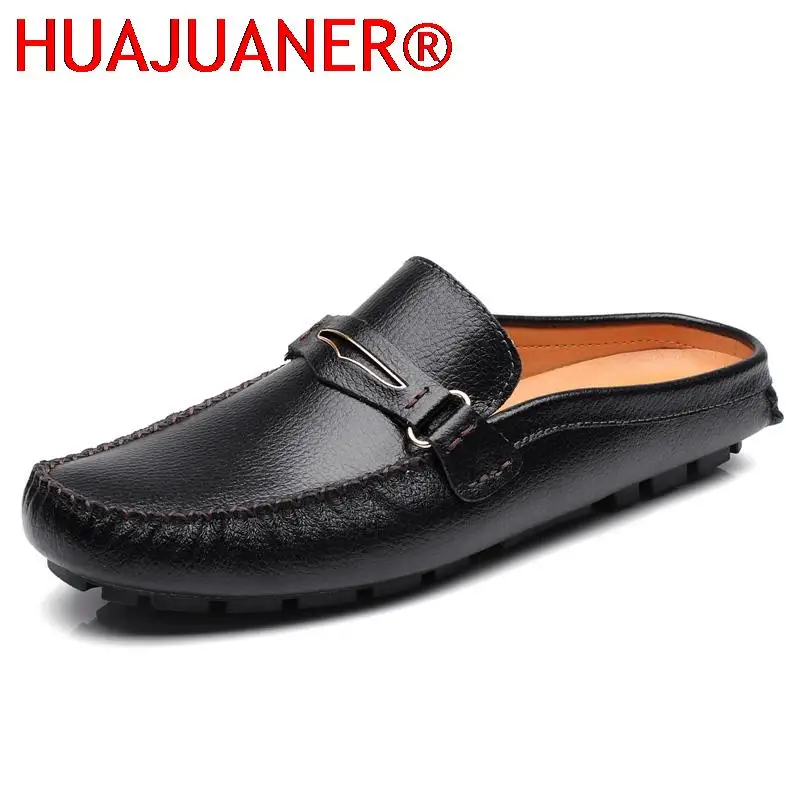 

Men's Shoes Casual Leather Lofer Shoes Light Breathable Half Shoes For Men Classic Male Slip on Flats Soft Loafers Man BIg Size
