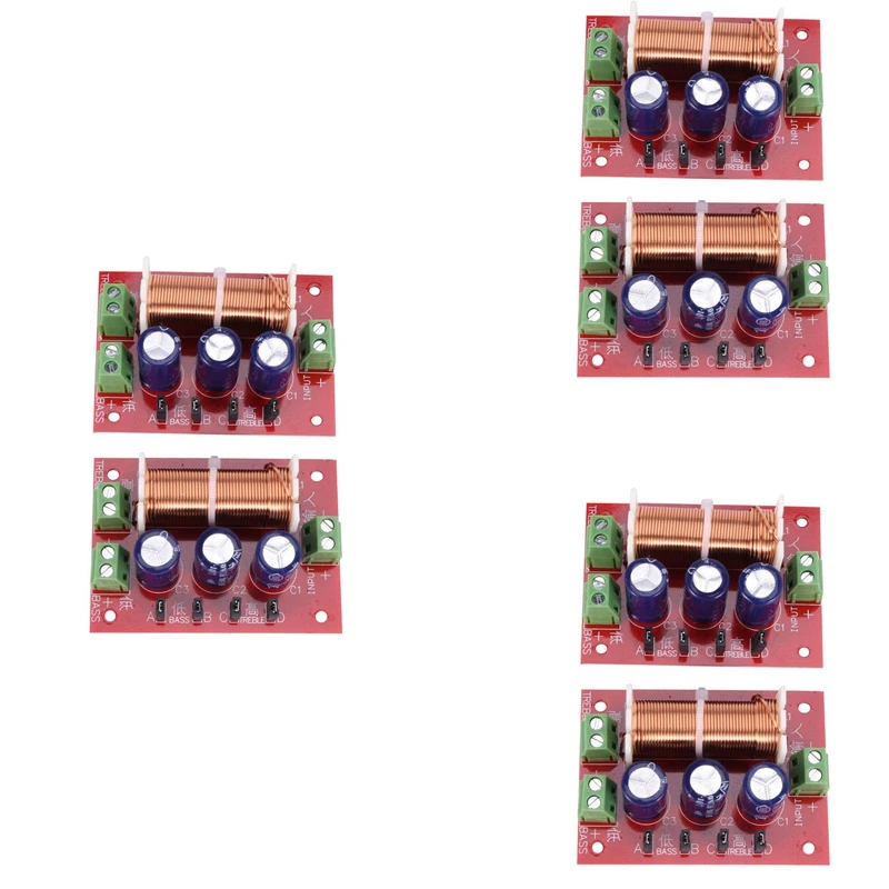 

6Pcs 400W Speaker Crossover 2 Way Audio Adjustment Tweeter Bass Speakers Filter Frequency Divider For 2-16Ohm