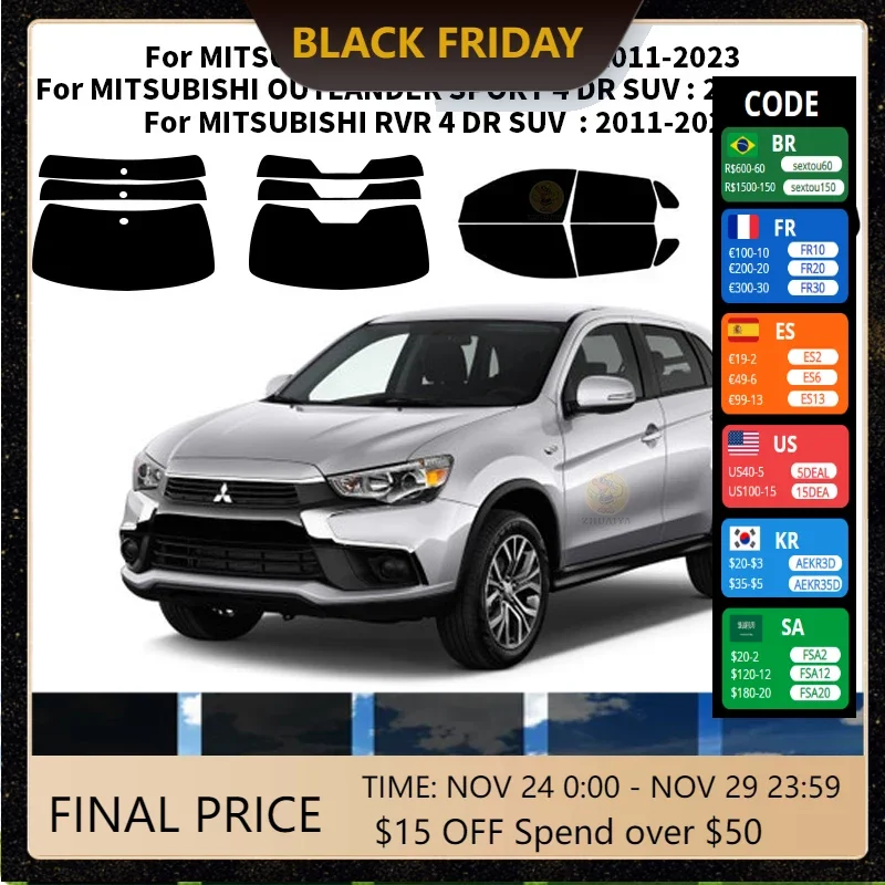

Precut nanoceramics car UV Window Tint Kit Automotive Window Film For MITSUBISHI OUTLANDER SPORT 4 DR SUV 2011-2023