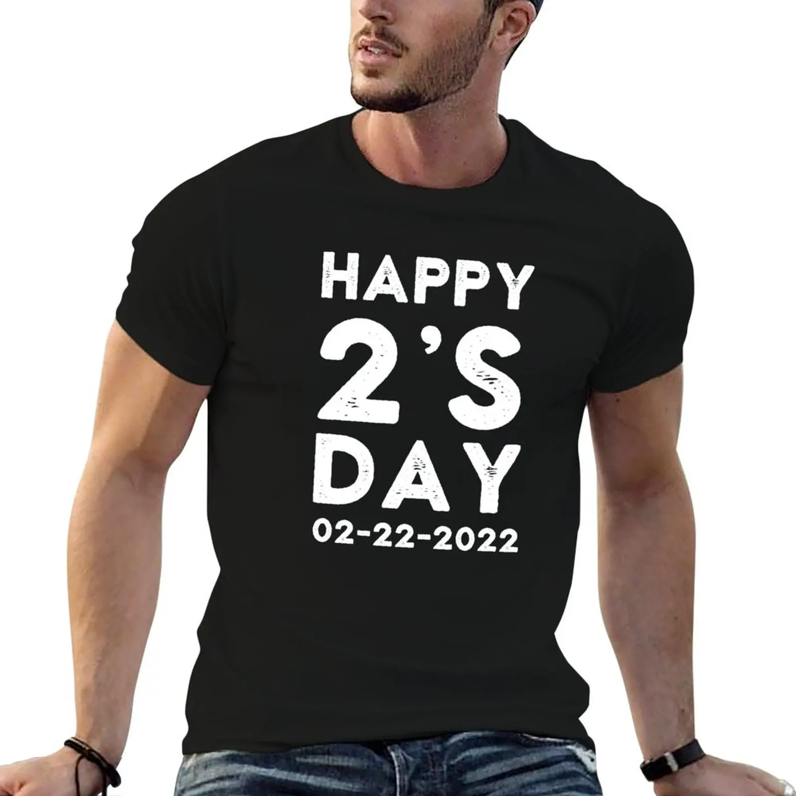 Фото Футболка Happy Twosday 2's Day 2022 на 22 февраля 2022 года, повседневная футболка в уличном стиле с короткими рукавами №1