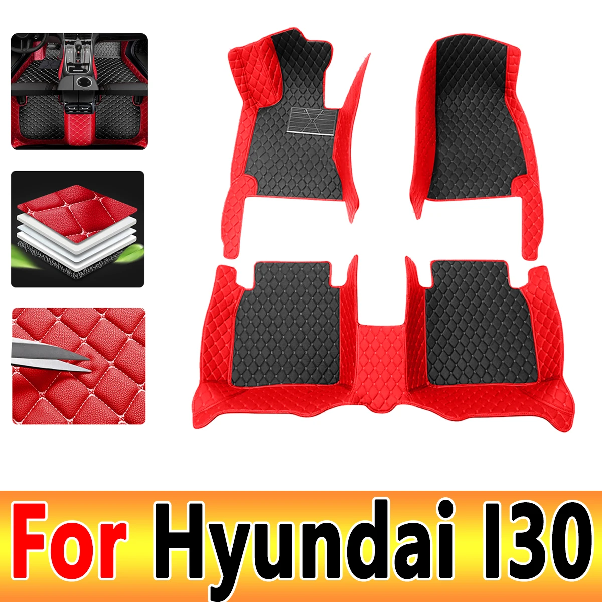 

Car Floor Mats For Hyundai I30 Elantra GT PD 2018~2020 Durable Pad Carpets Luxury Leather Mat Rug Car Accessories Interior Parts