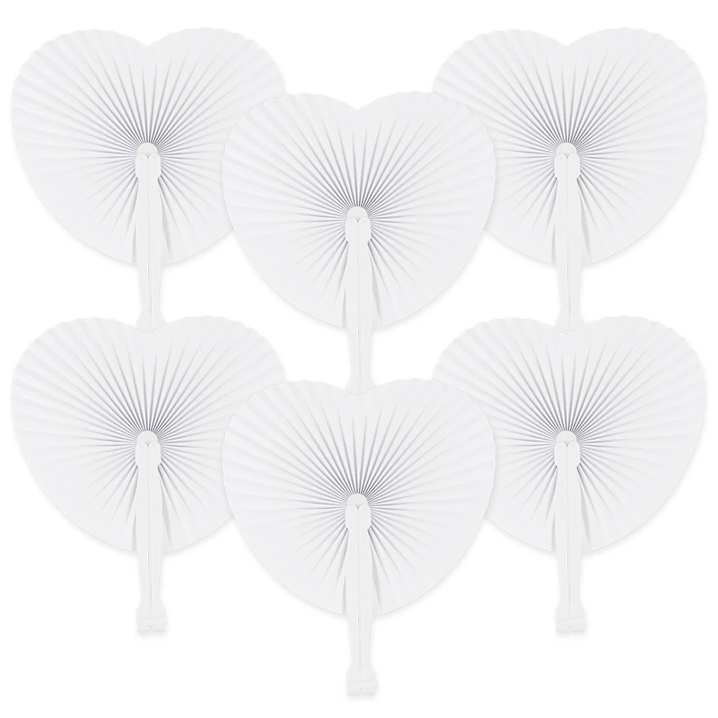 

6Pcs Heart Shape White Paper Fan For Wedding Birthday Party Wall Hanging Decoration Wedding Gifts for Guest Christmas Home Decor