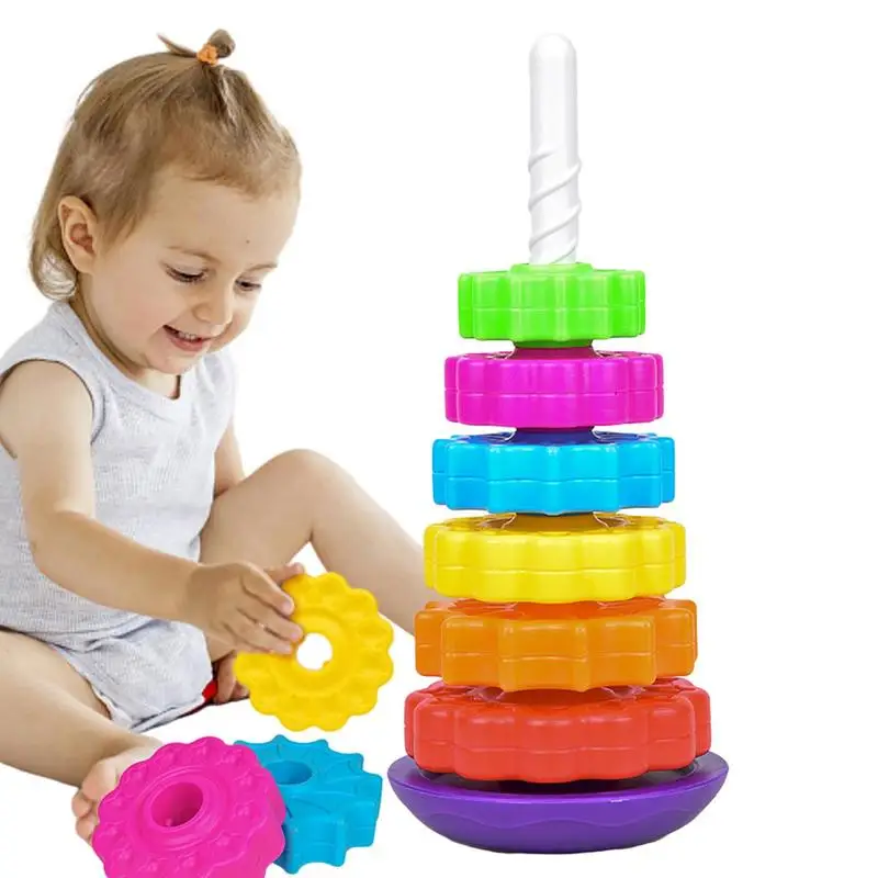 

Baby Spinning Toys Stacking Toy Educational Toddler Learning Toys Rainbow Spinning Wheel Toy For Focus Brain Development
