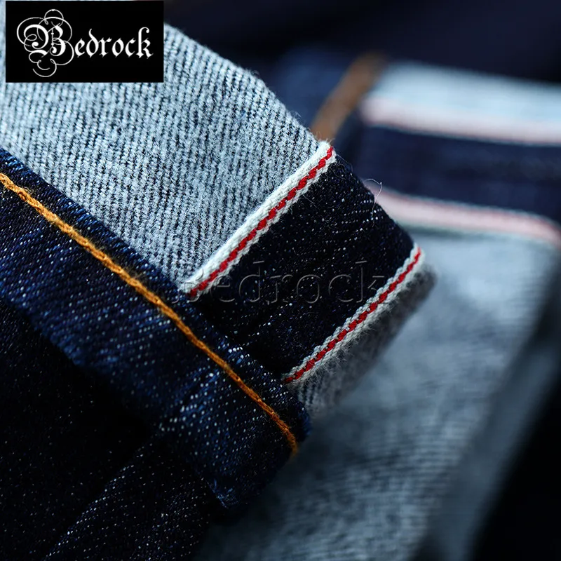 MBBCAR 13oz special bottom brushed raw denim jeans for men casual micro-elasticity retro washed slim selvdge pencil pants 7378