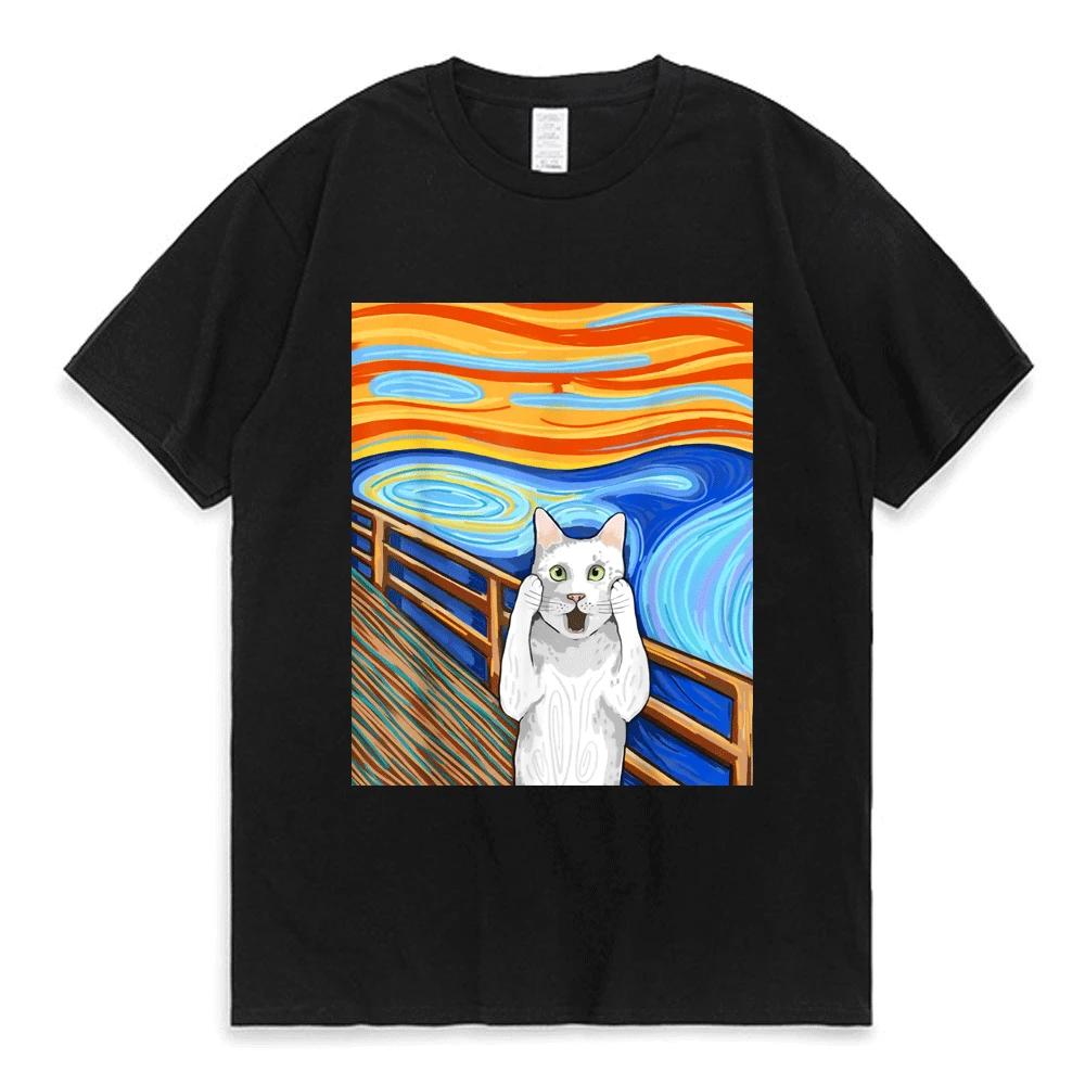 

Cat T Shirt The Meow Funny Cat T-shirt Men Women Cat Lover Tee Shirt Short Sleeve Cartoon Graphics Tshirts Oversized Streetwear