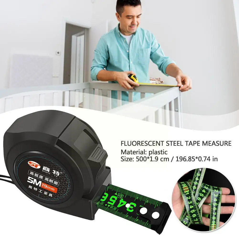 

Self Locking Steel Tape Measure Black Fluorescent Tape Tape Precision Wear-resistant Thickened Resistant 5m Measuring Fall I8l7