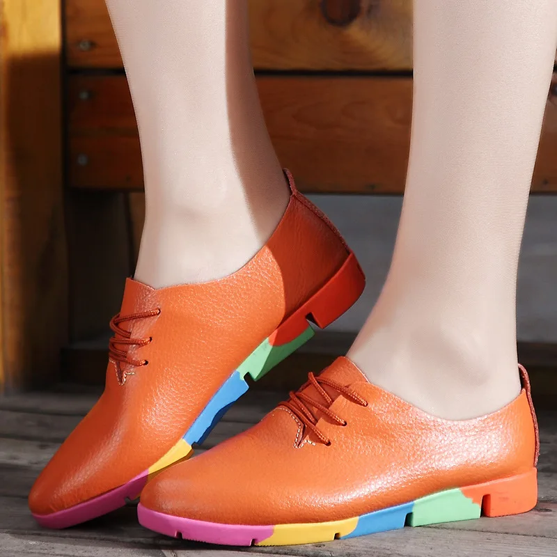 

2022 casual leather mother shoes autumn pregnant women non-slip trend foreign trade single shoes nurse plus size beanie shoes