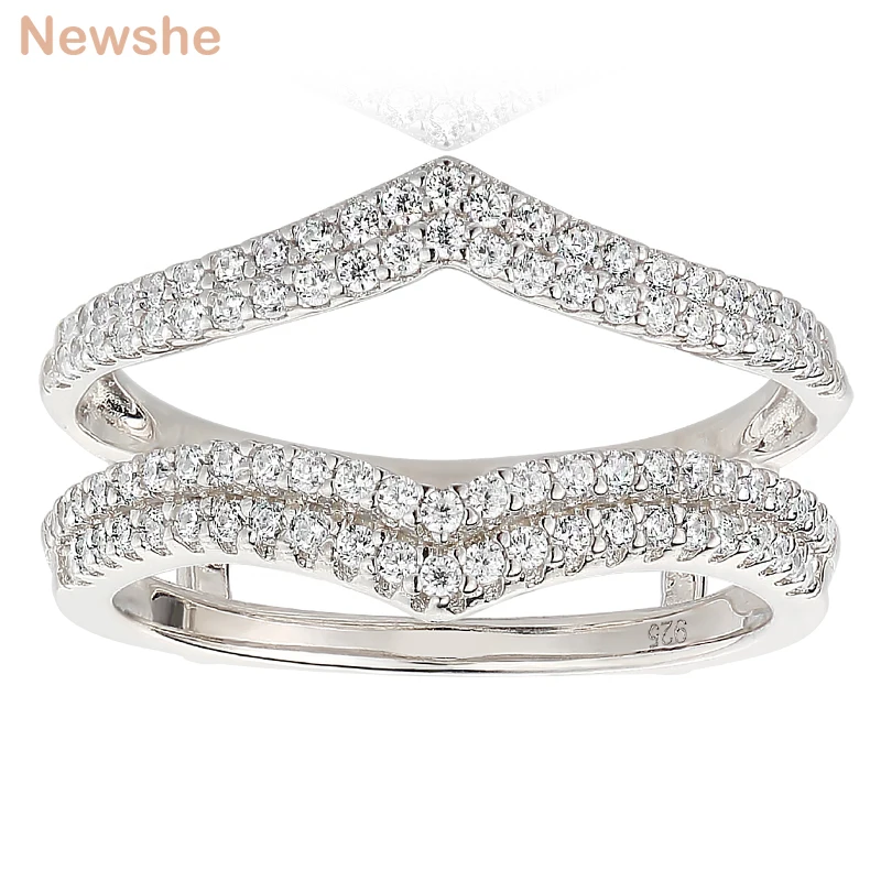 

Newshe 925 Sterling Silver Adjustable Ring Enhancer Brilliant AAAAA Cubic Zircon Wedding Engagement Rings For Women Fine Jewelry