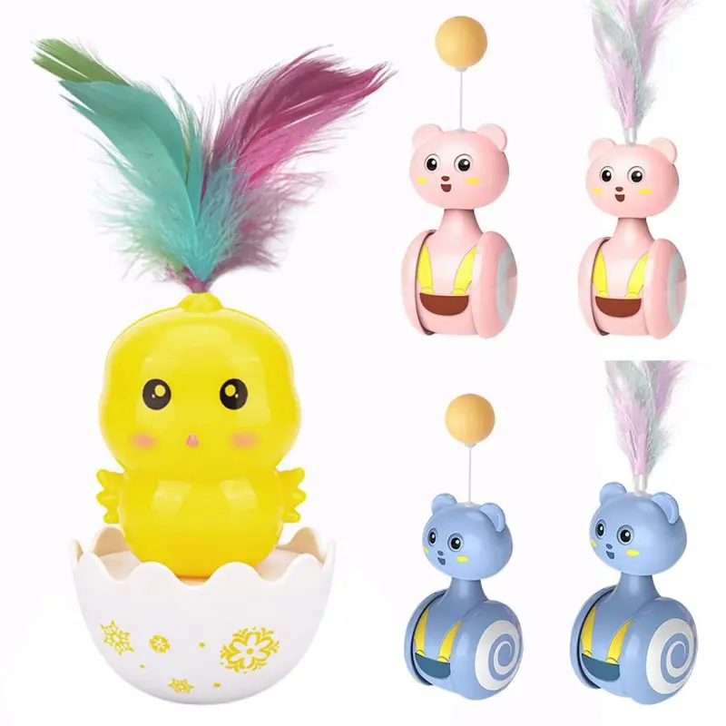 

Automatic Cat Toys Tumbler Games Interactive Funny Teaser Feather Wand Scratch-Resistance Catching Cat Accessories Pet Supplies