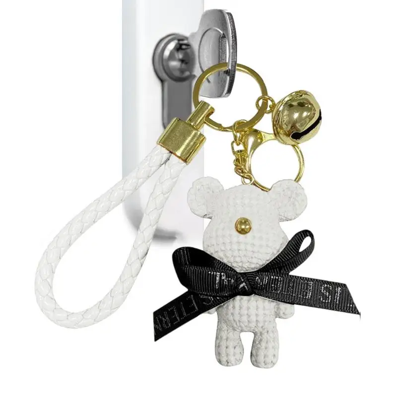 Universal Cartoon Resin Bear KeyChain Bow Bell Weaving Fashion Doll Bag Pendant Holiday Car Key Ring Durable And Safe To Use