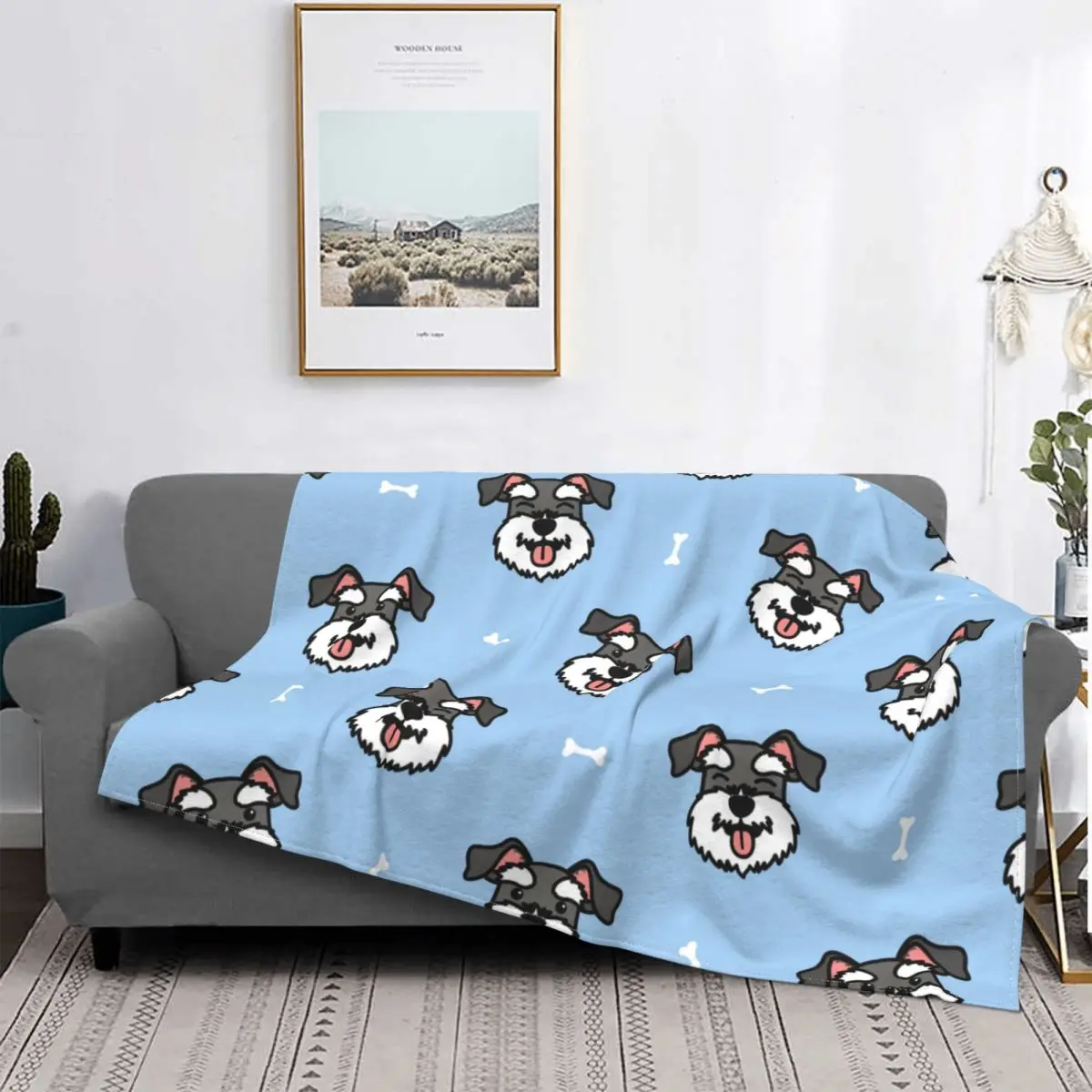 

Cute Schnauzer Dog Fleece Throw Blankets Gift for Animal Dog Lover Blanket for Sofa Bedroom Lightweight Thin Plush Thin Quilt