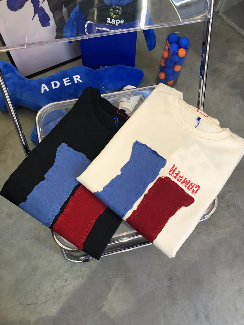 

Ader Error New Red and Blue Patch Sweatshirt Solid Color Women Men 1:1 Ader Error Top Quality Sweatshirt Hoodie