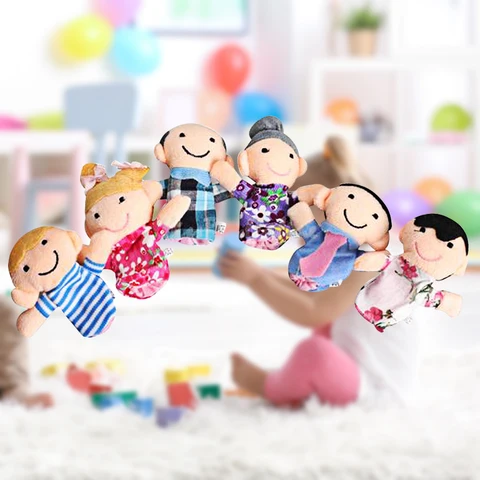 6 шт. пальчиковые игрушки-марионетки, реквизит, плюшевая ткань, игра, пальчиковая кукла, милые взаимодействия родителей и детей Для мальчиков и девочек, праздничные подарки