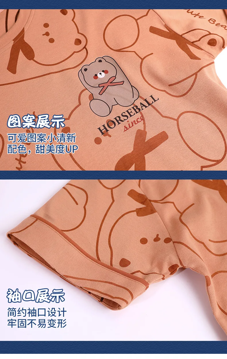 New women's pajamas summer cotton short-sleeved shorts thin section large size student cotton homewear suits can go out