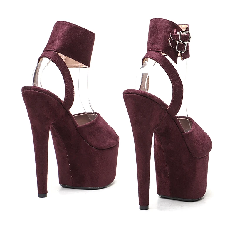 Leecabe 17CM/7Inch suede  upper   fashion  sandals platform High Heels  Pole Dancing Shoes