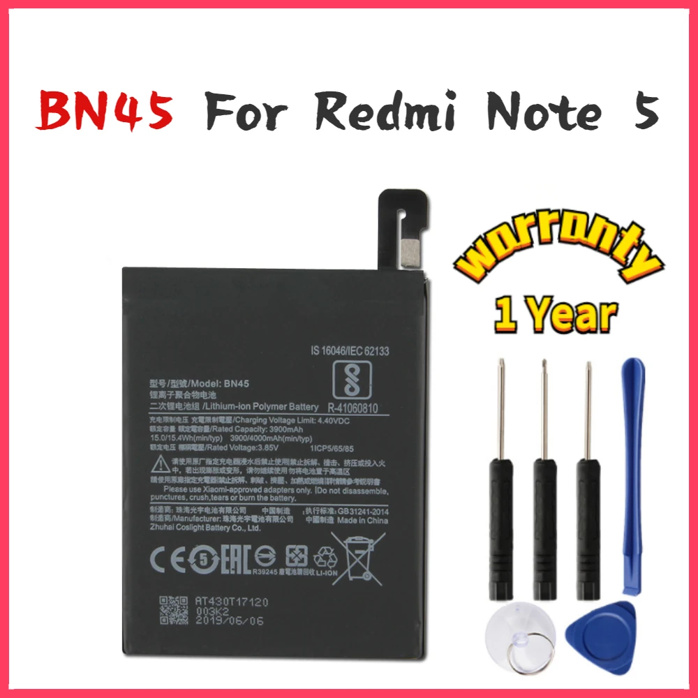 New yelping BN45 Phone Battery For Xiaomi Redmi Note5 Note 5 Battery Compatible Replacement Batteries 3900mAh Free Tools