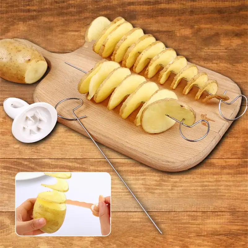 

DIY Potato Spiral Cutter String Rotate Potato Chips Tower Slicer Manual Twisted Potato Cutter Useful Kitchen Accessories Gadgets