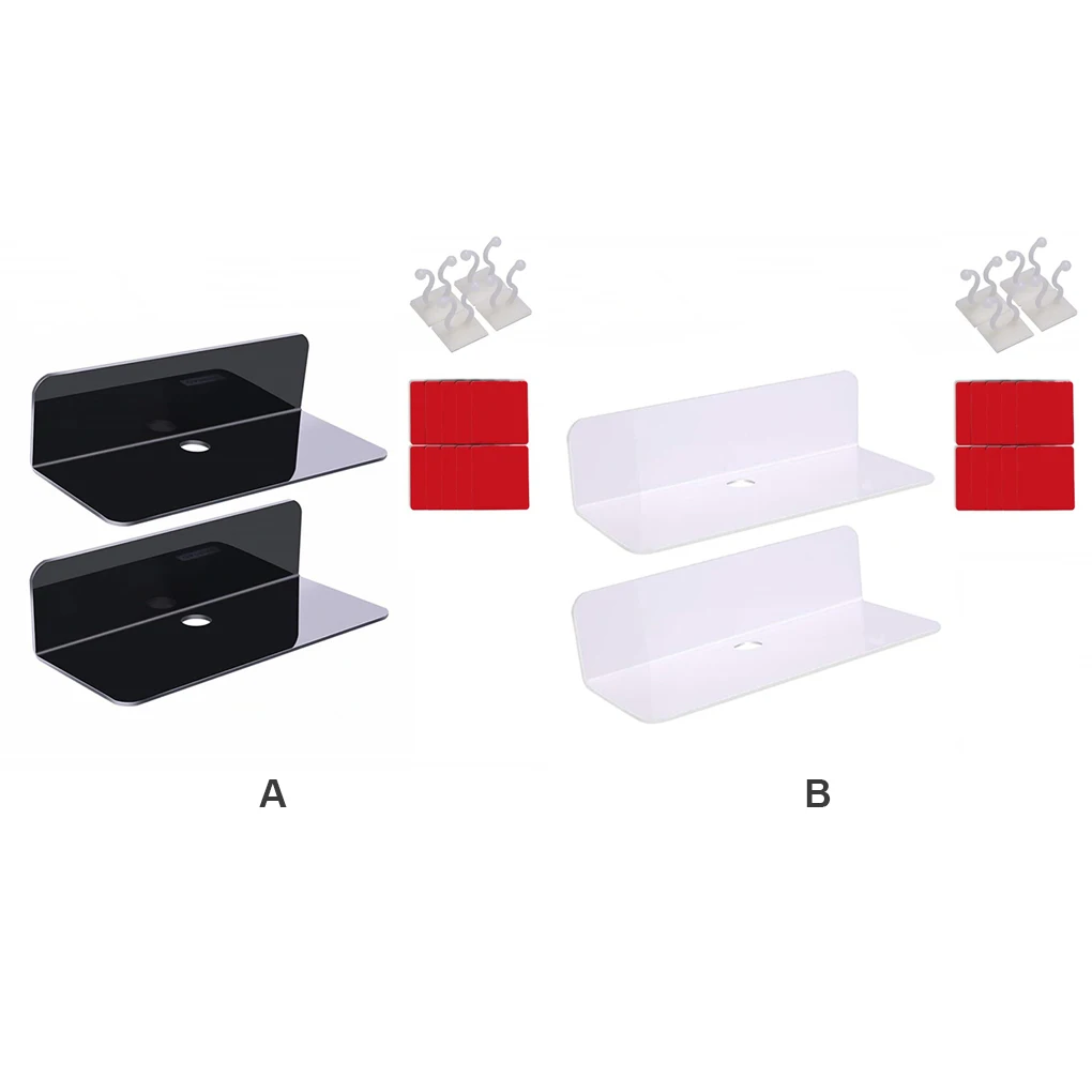 

2 Pieces Adhesive Shelf Minimalist Style Rack Stand Easy Installation Decorating Organizer for Smart Speaker Digital Clocks