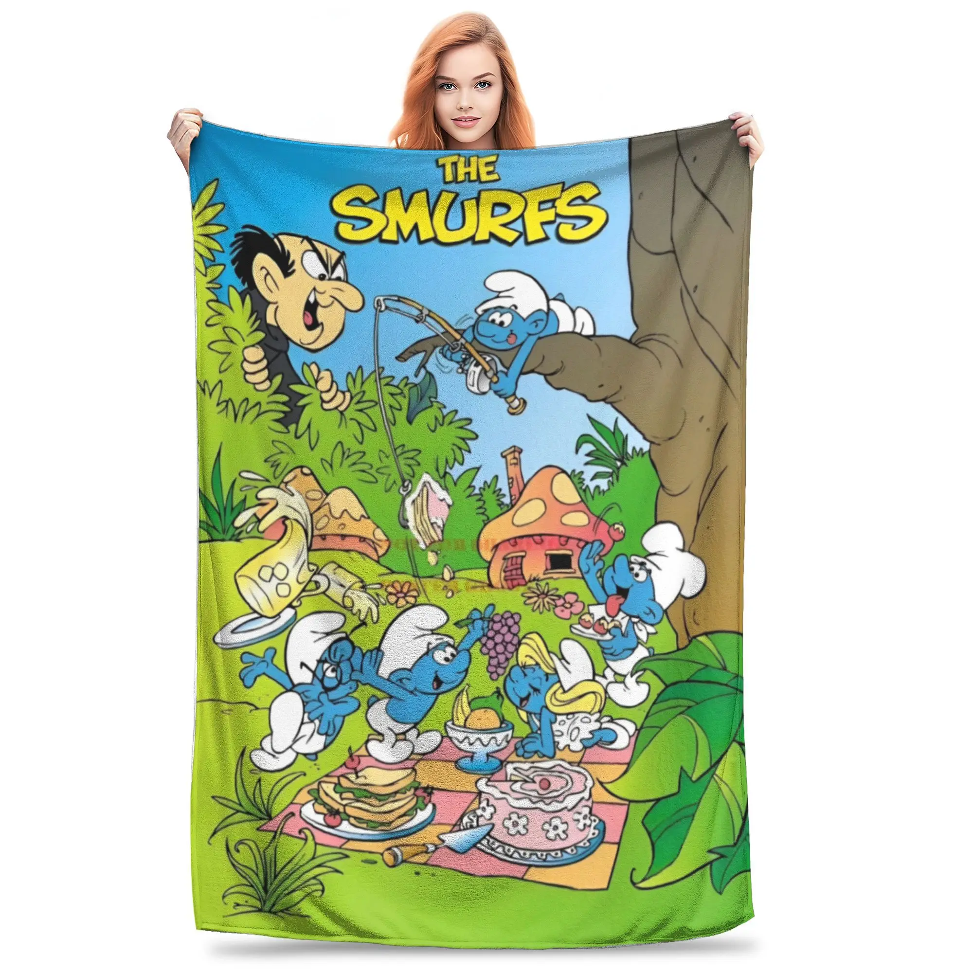 S-Smurfs мультфильм синий эльф одеяло аниме милый флис забавные дышащие пледы для