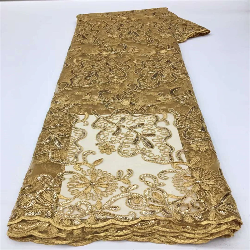 

African Sequins Lace Fabric 2022 High Quality Nigerian Mesh Lace Fabrics Embroidery French Lace For Wedding XX-110