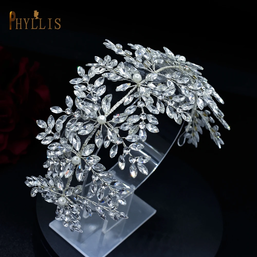 

A387 Handmade Crystal Wedding Headband Headpiece Hair Accessories Pearl Bridal Tiara Rhinestone Princess Crown Hair Jewelry