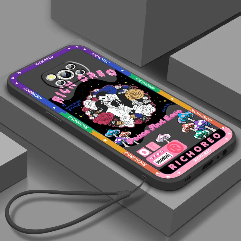 

Luxury Skull Art Cool Poster Phone Case For Xiaomi Mi Poco X4 X3 C40 C3 M4 M3 F4 F3 GT Pro NFC 5G TPU Funda Liquid Rope Cover