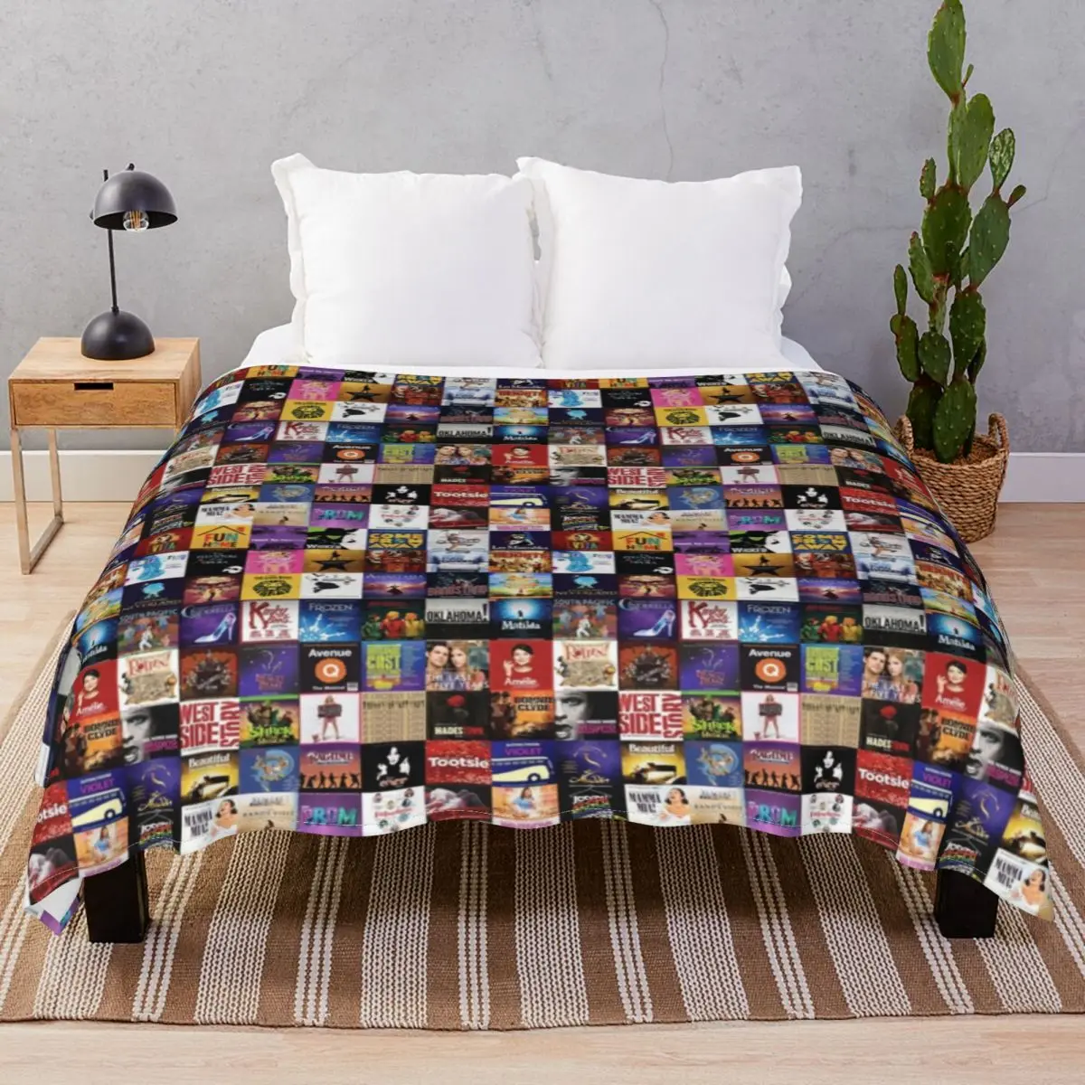 Musicals Collage Blanket Flannel Textile Decor Super Warm Throw Blankets for Bed Home Couch Camp Office