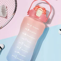 2l large capacity water bottle with bounce cover time scale reminder frosted cup with cute stickers for outdoor sports fitness