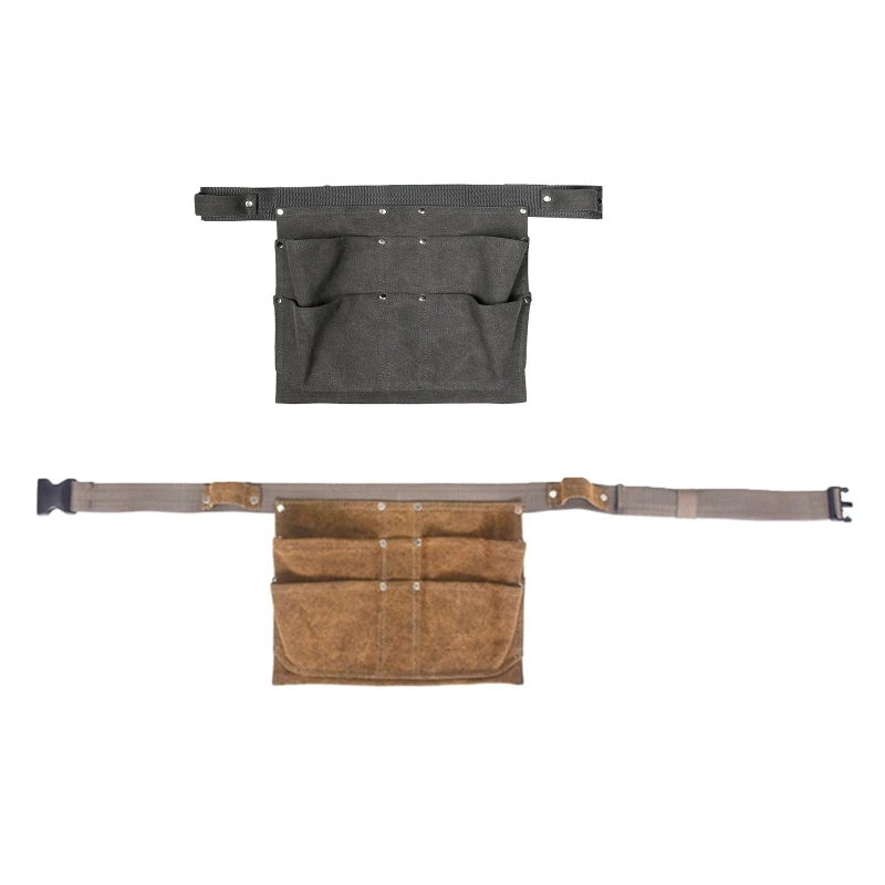 

Professional 29.5x22cm/11.61x8.66inch Waxed Canvas Multi Pocket Tool Apron Rivets Apron Tool Belt Bas