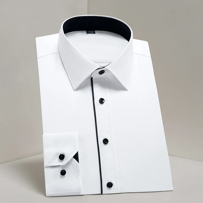 Hot Sale High Quality Men Shirt Long Sleeve Twill Solid Causal Formal Business Shirt Brand Man Dress Shirts