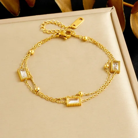 DIEYURO Золотой двухслойный браслет из нержавеющей стали