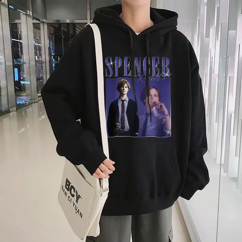 

Vintage Spencer Reid Graphic Hoodie Men Fashion Hip Hop Oversized Sweatshirts Loose Simple Winter Pullovers Harajuku Unisex Top