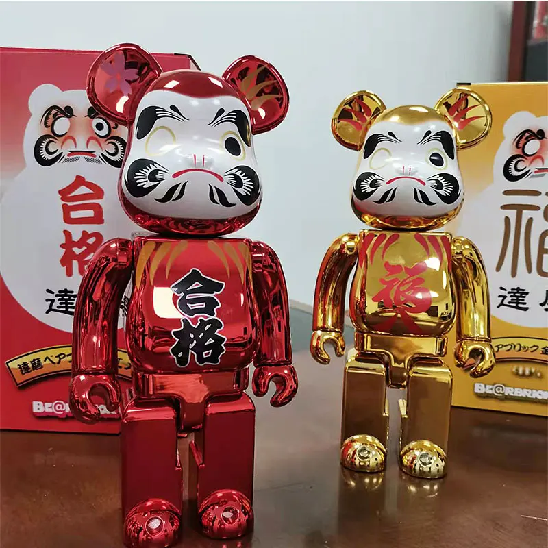 

New Bearbrick 400% ABS Electroplating Golden Silver-Coloured Face Action Figure Bear Block Collectable Art Toy Good Quality
