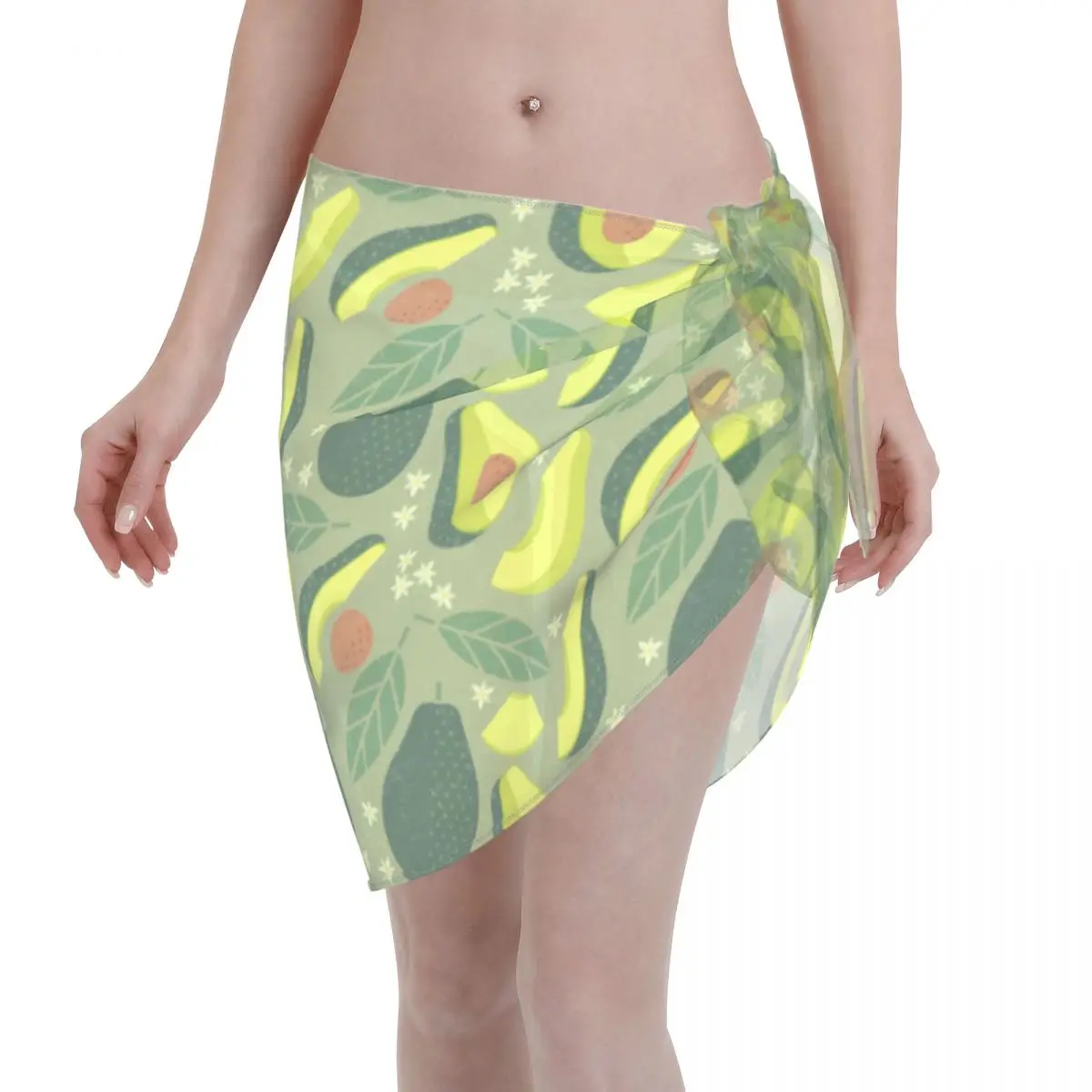 

Avocado Flower Floral Sexy Women Beach Cover Up Wrap Chiffon Swimwear Pareo Sarong Beach Dress Fruit Bikini Cover Ups Skirt