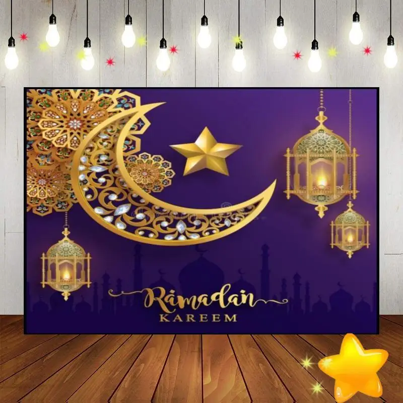 

Mosque Silhouette Moon Star Night Religion Culture Party Background Baby Shower Decoration Custom Birthday Backdrop Banner