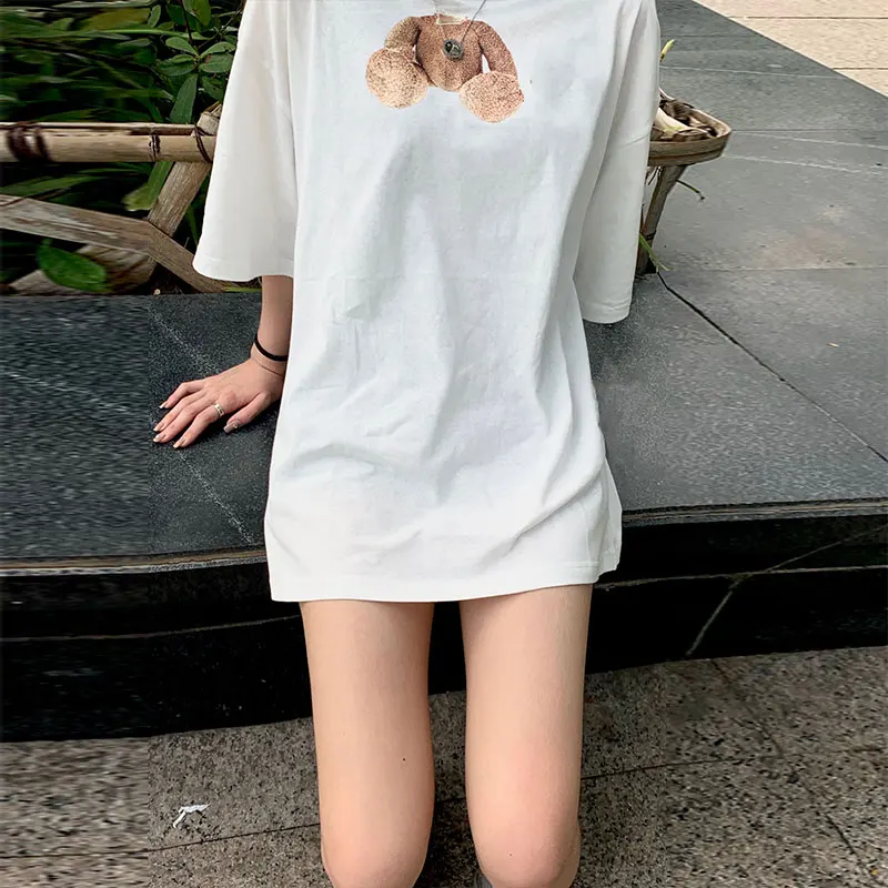 

Белая хлопковая футболка, женская летняя свободная футболка с коротким рукавом, новинка 2023, тонкий однотонный Тонкий Топ с внутренней отделкой