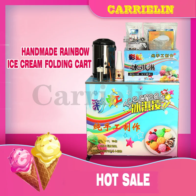 

Цветной шкаф для мороженого с радужным конусом, витрина для мороженого, мобильный коммерческий ручной инкубатор для мороженого
