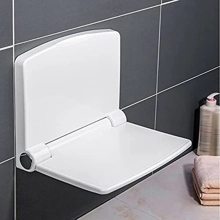 

Rutschfester Badezimmer Wandmontierter Klappsitz Weiß 37.6cm Sitzbank Badestuhl Duschklappsitz Ältere Schwangere Frauen
