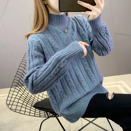 

Sweater winter clothes 2021 pregnant women's new thickened turtleneck twist black