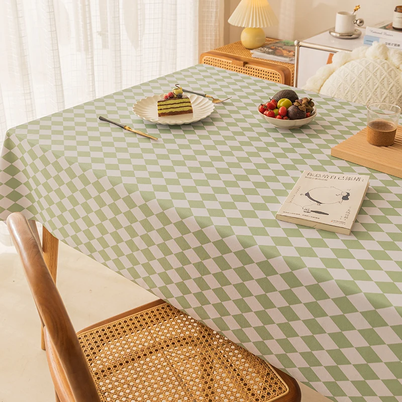 

Light luxury high-end tablecloth, waterproof, oil resistant, and wash free, student rectangular PVC dining table