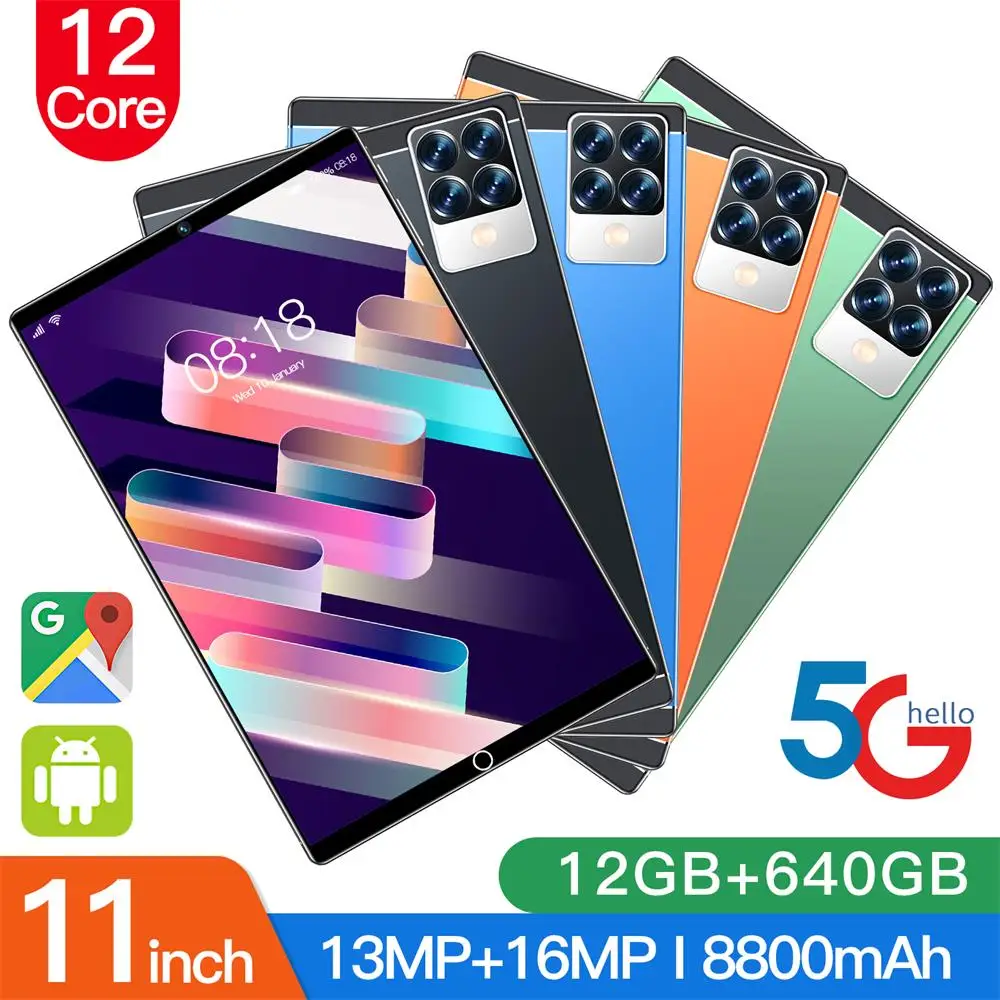 

S29 Tablet PC 11 Inches IPS Display Screen Android 12 RAM-12G/ROM-512G 13MP+16MP GPS+FM+WiFi+BT+TF 8800mAh Support Double Card