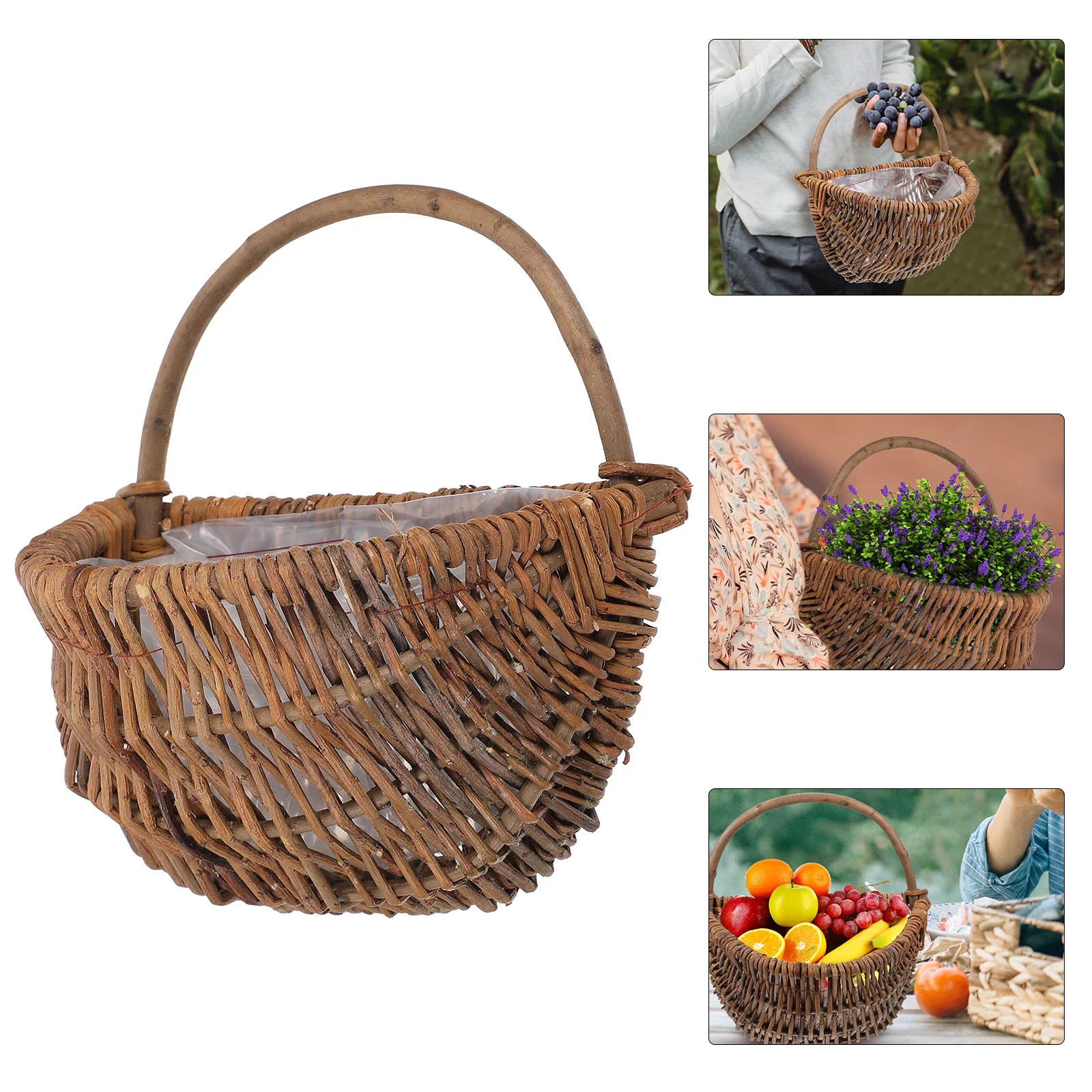 

Basket Wall Flower Hanging Planter Wicker Rattan Storage Woven Vase Holder Picnic Pot Rustic Willow Planters Baskets Handmade