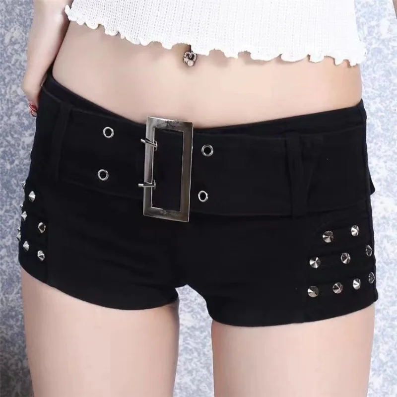 2023 New Low-waisted Hip-lift Slim Spice Girls Super Shorts Sexy Slim Nightclub Rivet Fashion Jeans Womens