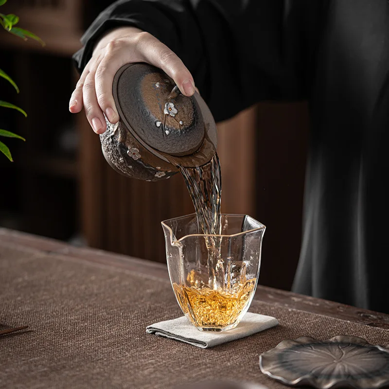 

Japanese-style Gilt Iron Glazed Plum-blossom Covered Bowl Tea Cup Ancient Fired Handmade Rough Pottery Gaiwan Teaware Kitchen