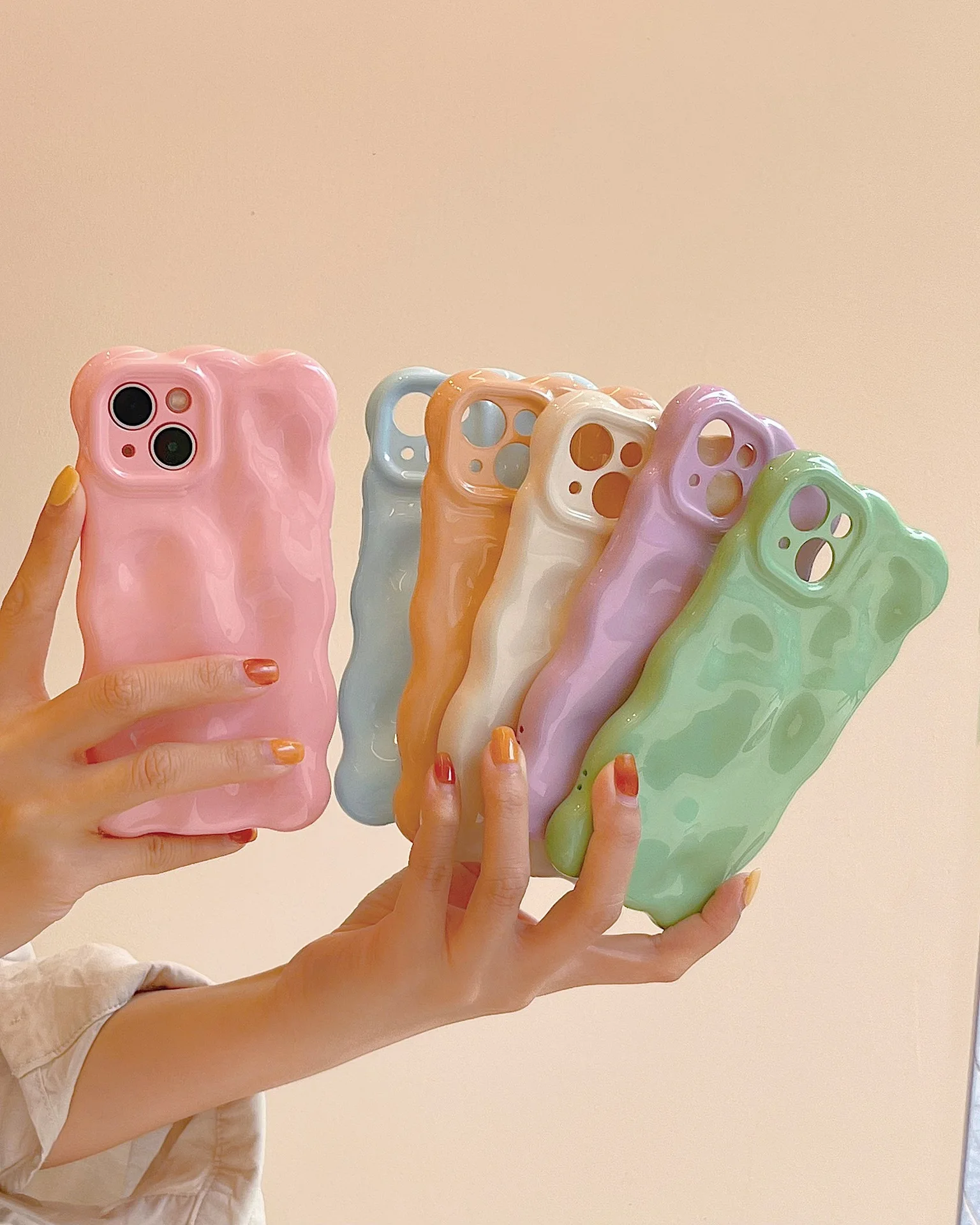 

Simple Solid Color Macaron Wave Bubble Protective Phone Case for iPhone 14 13 12 Pro Max 12 13 14 Pro 11 12 13 14