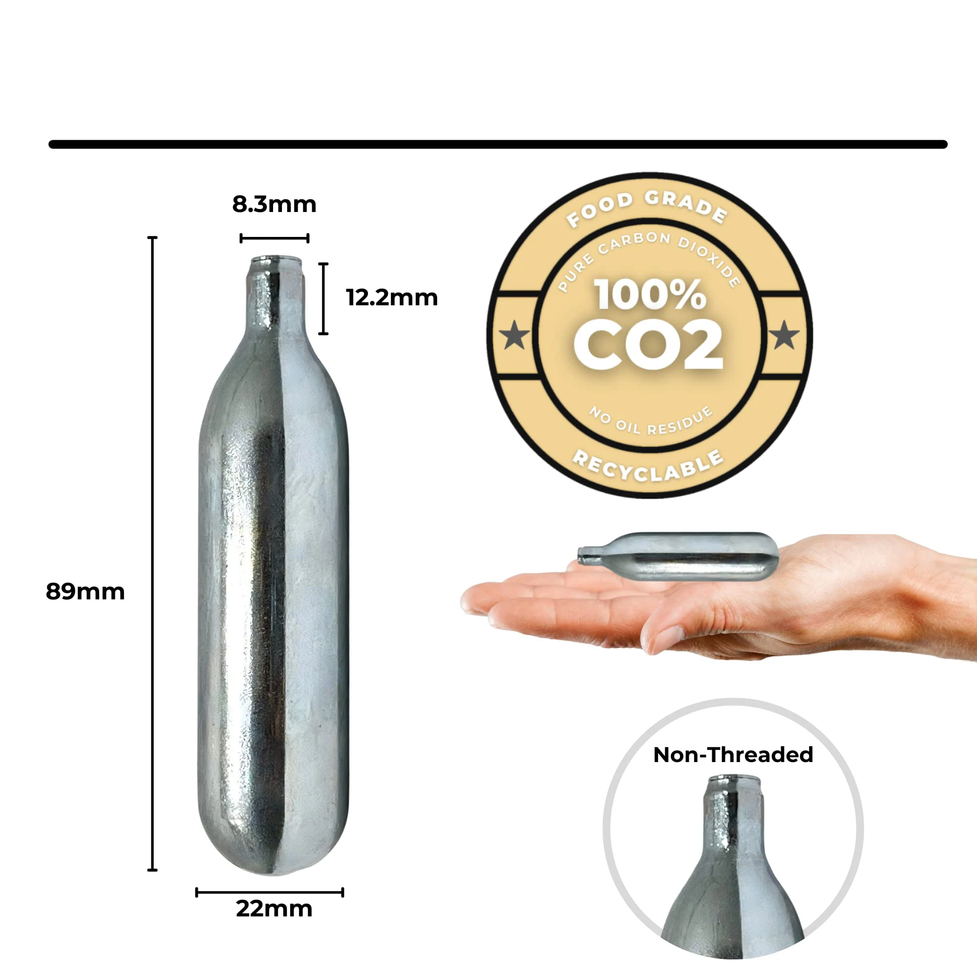

Dropshipping CO2 Threaded Cartridge/CO2 Gas Cylinder/Mtb Bike Inflator Cartridge Threaded Food Grade for Kegs Beer Dispensers