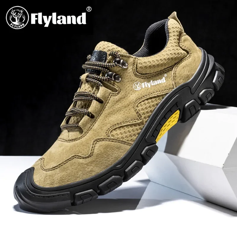 FLYLAND повседневная мужская кожаная обувь спортивные кроссовки для отдыха дышащая