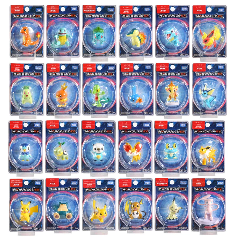 

Takara Tomy Pokemon Moncolle-EX Figure Pikachu Charmander Squirtle Bulbasaur Cyndaquil Chikorita Mew Snorlax Mimikyu Vaporeon